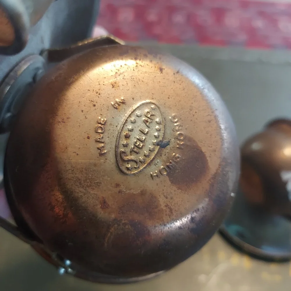 Vintage Stellar Copper Brass Miniature Oil Lamps Set of 2 Hong Kong 103 Rustic